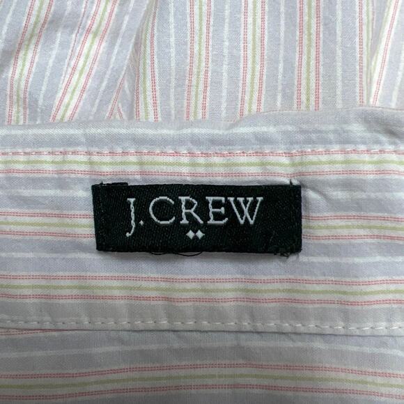 J Crew White Vertical Pastel Pinstripes Button Up Cotton Blouse Sz Small Medium - Picture 5 of 6
